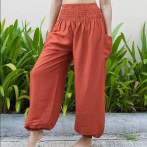 Burnt Orange Harem Pants with side pockets